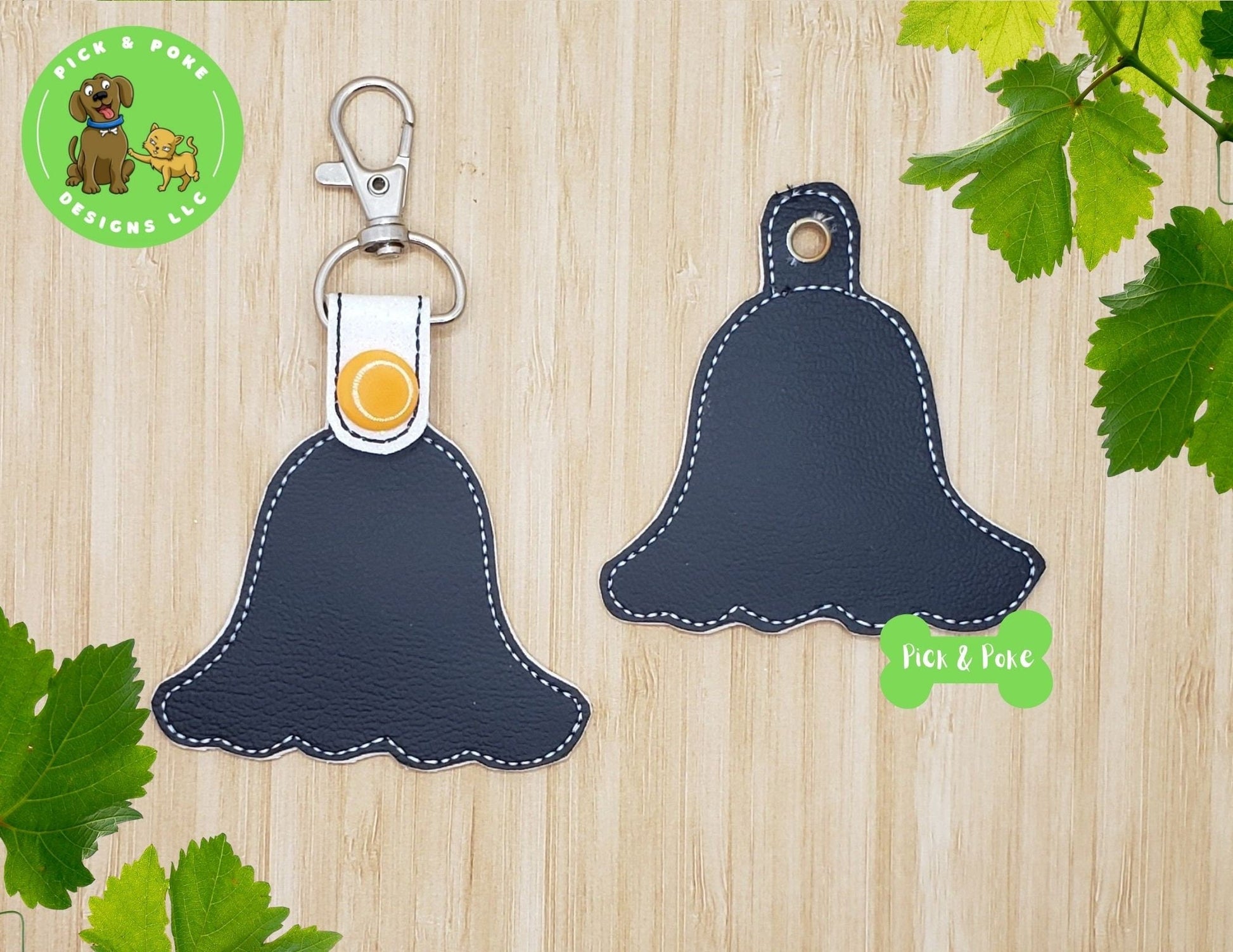 In the Hoop Embroidery Project / Cute Ghost Outline Kawaii Snap Tab and Eyelet Key Fob / Gift Tag / Digital File / Instant DOWNLOAD / SetPick and Poke Designs